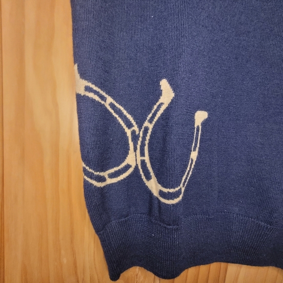Lilly Pulitzer Merino Wool Horseshoe Navy Short Sleeve Sweater - Picture 3 of 4